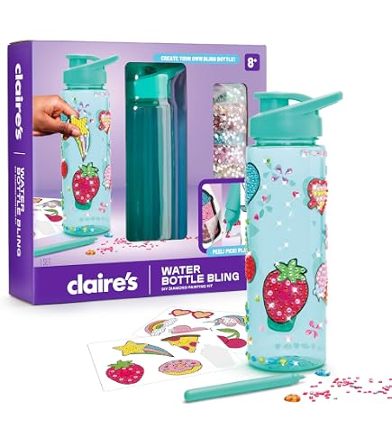Claire's DIY Diamond Painting Water Bottle Kit, 990+ Gems