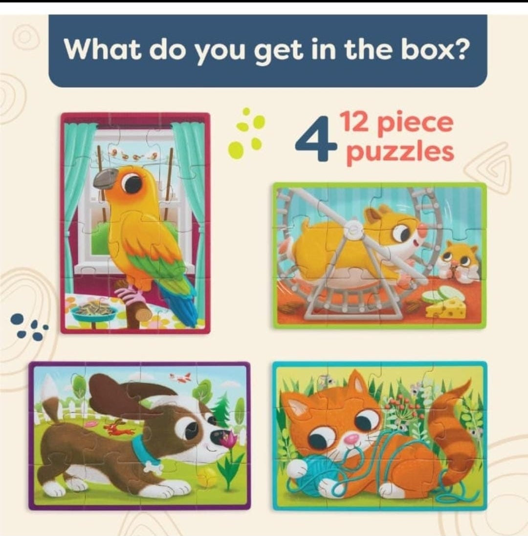 B. Toys Pets - set of 4 12-Piece Wooden Puzzles