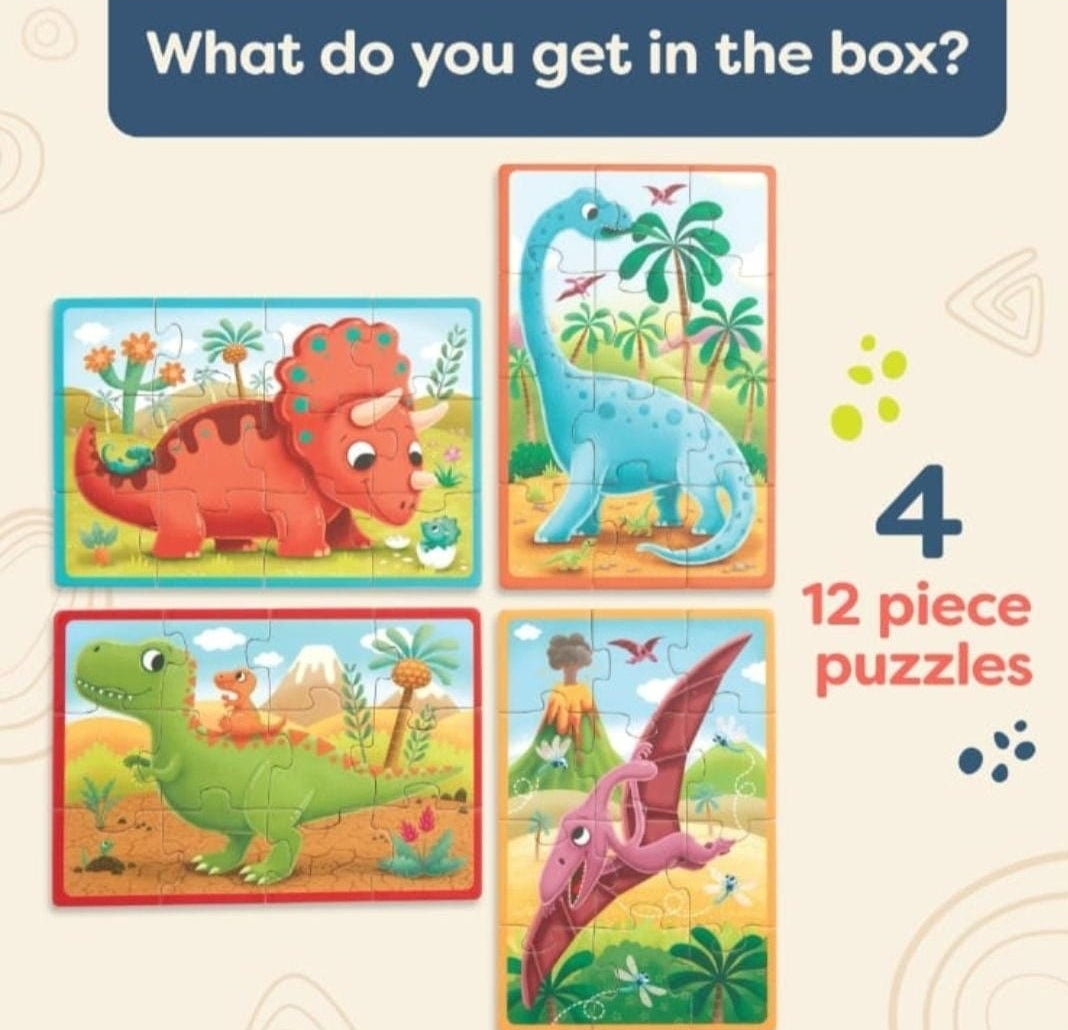 B. Toys - Dinosaur - set of 4  12-Piece Wooden Puzzles