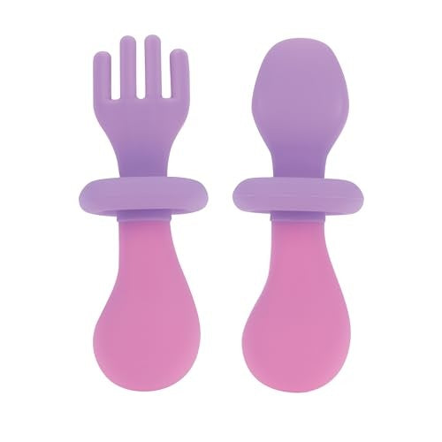 Nuby First Fork and Spoon with Safety Guards Pink/Purple
