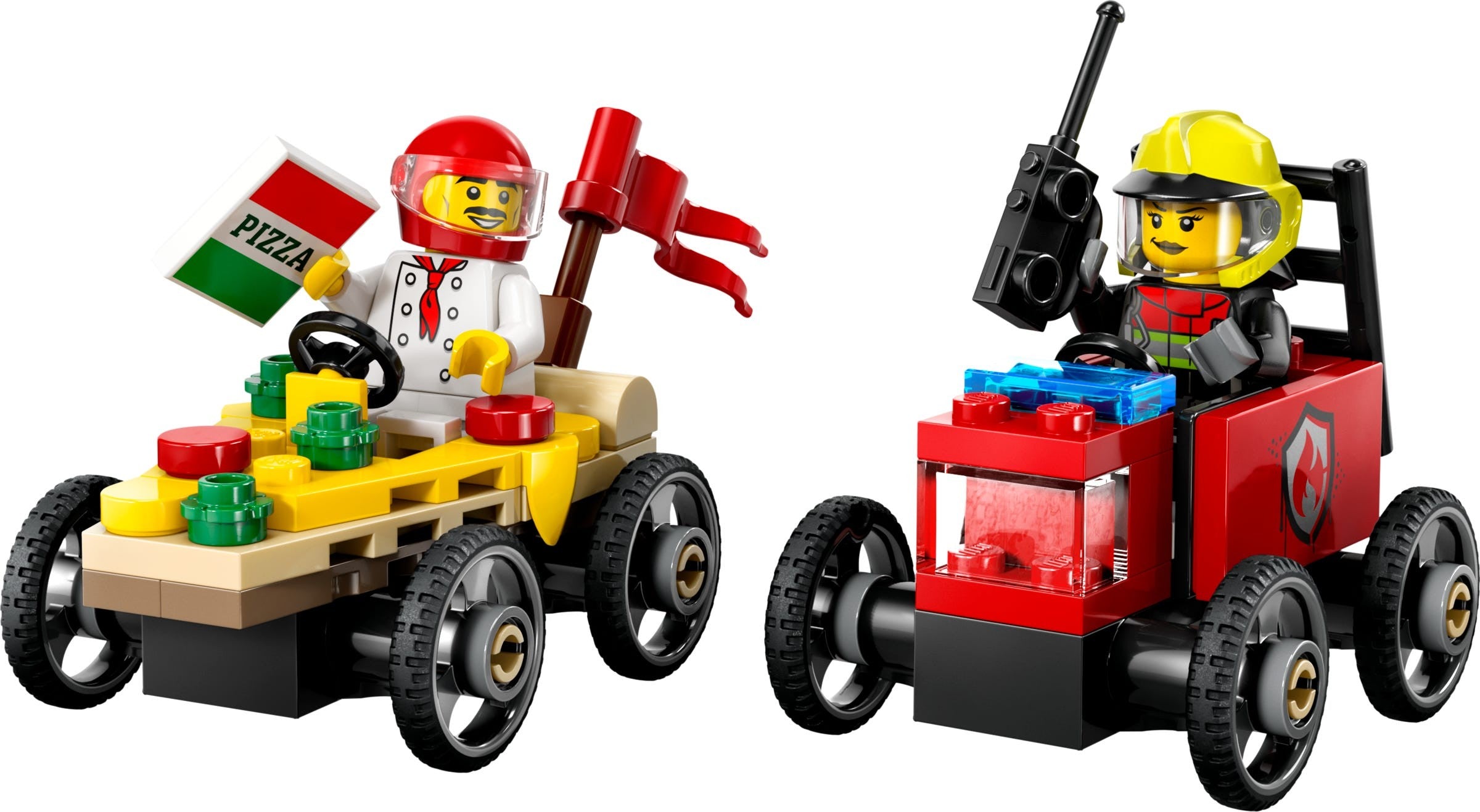 LEGO City Pizza Vs. Fire Truck Race Car Building Toy