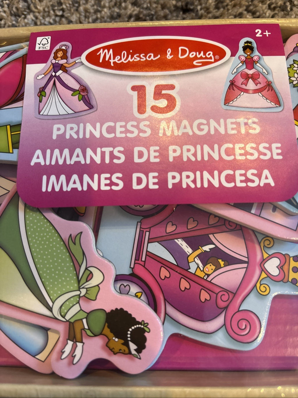Melissa & Doug 15 Wooden Princess Magnets with Box