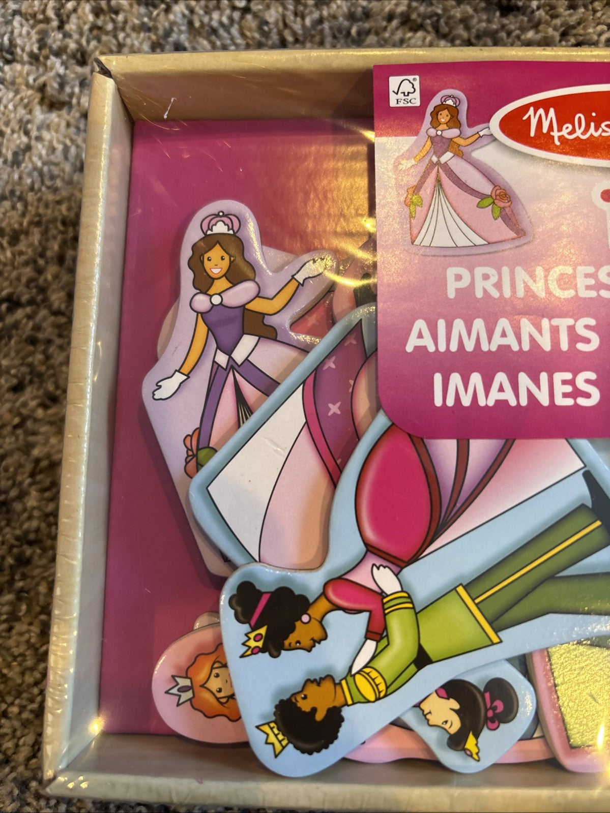 Melissa & Doug 15 Wooden Princess Magnets with Box