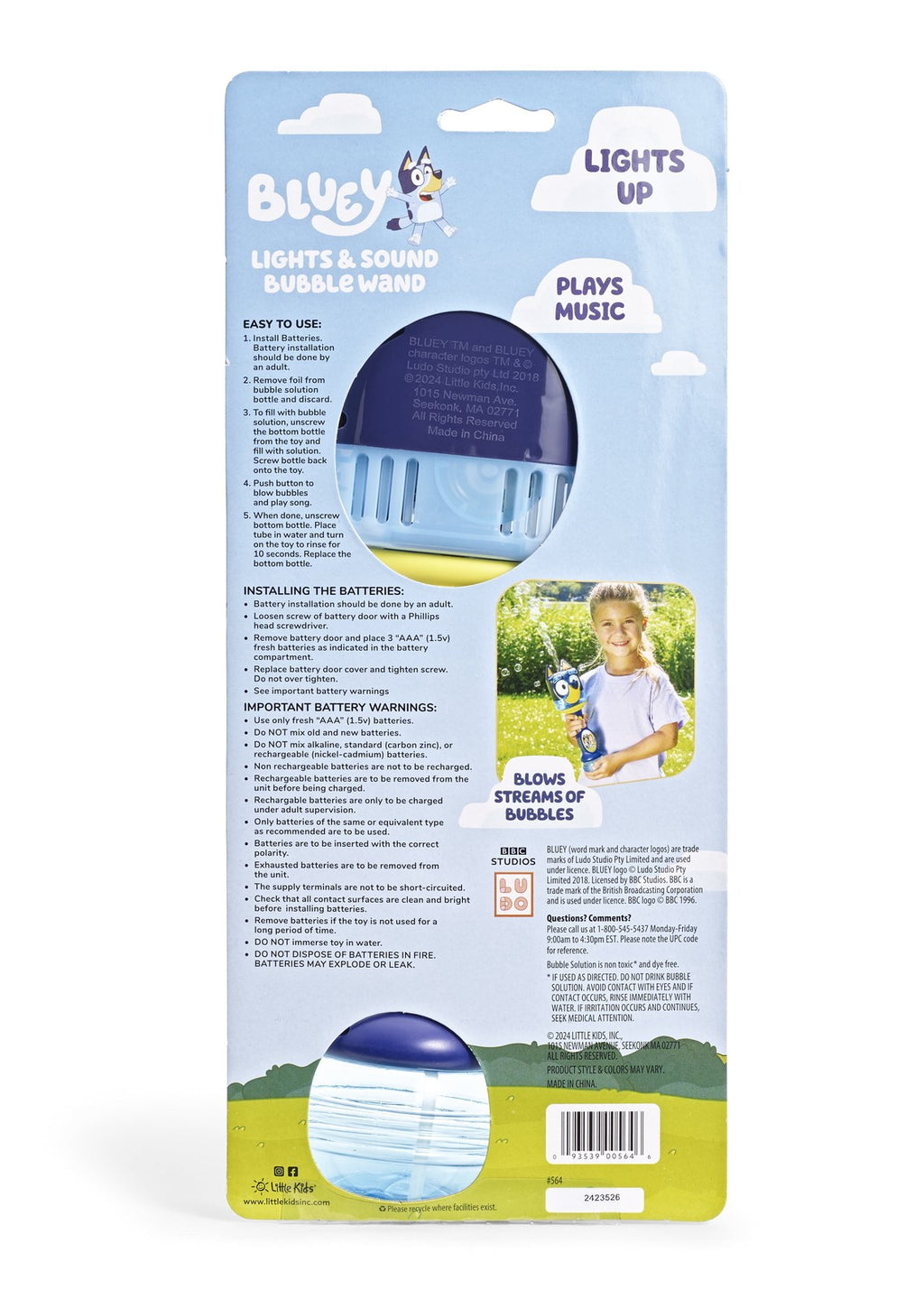 Bluey Light & Sound Bubble Wand by Little Kids Inc.