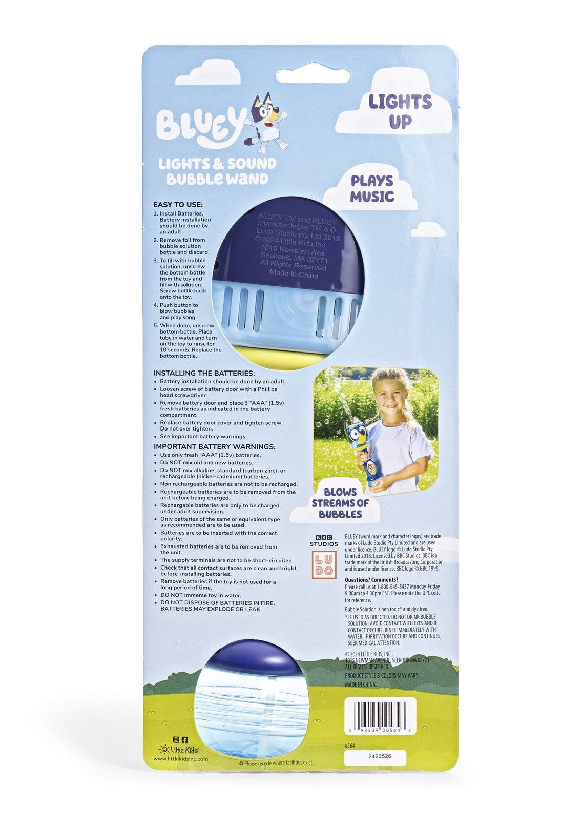 Bluey Light & Sound Bubble Wand by Little Kids Inc.