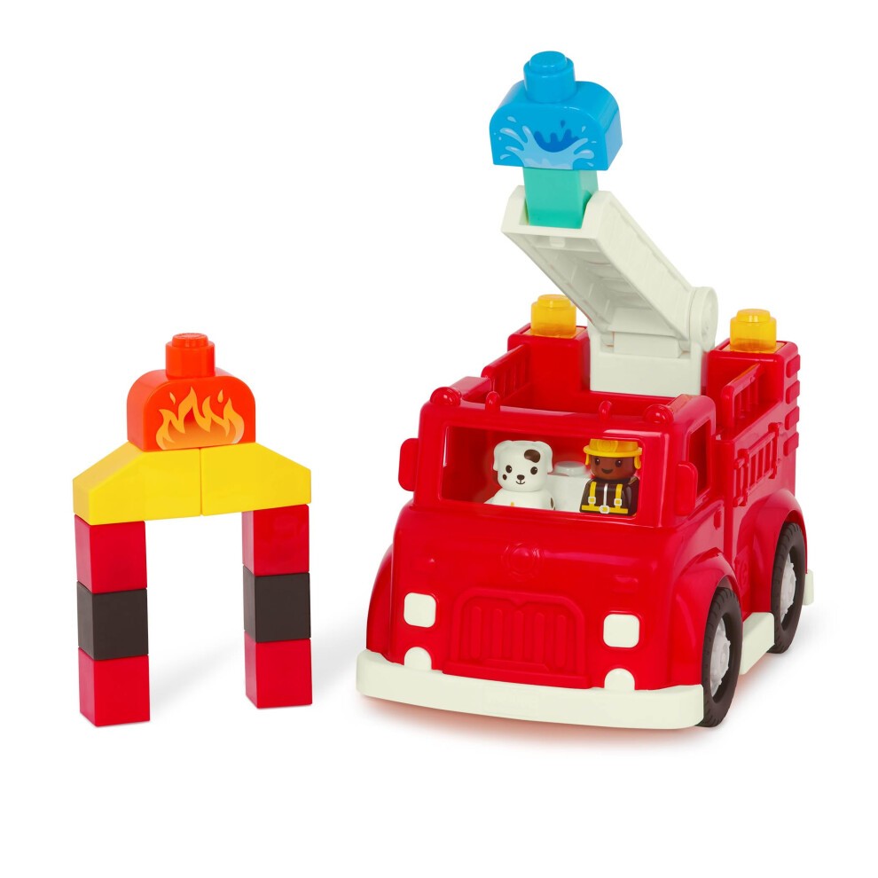 Battat Fire Engine Toy Truck with Blocks and Figurines