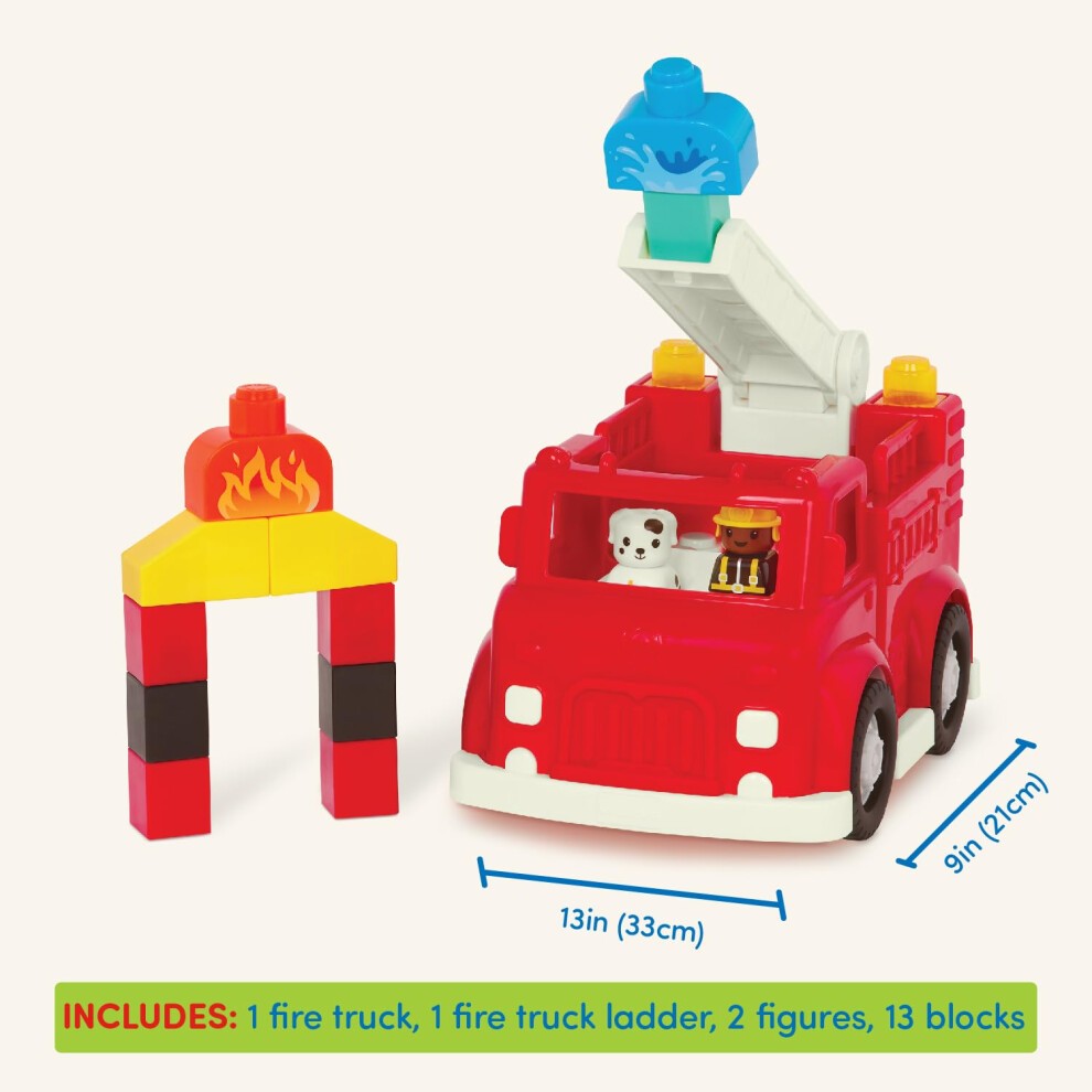 Battat Fire Engine Toy Truck with Blocks and Figurines