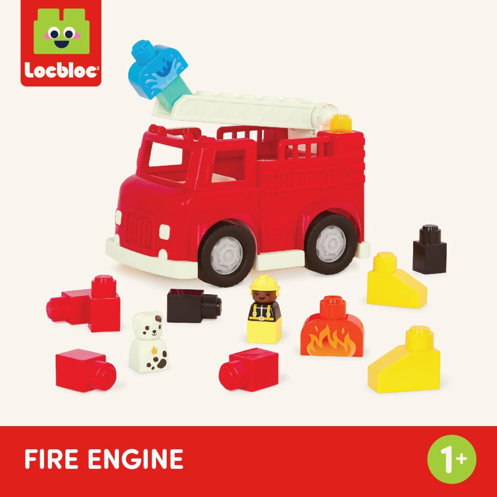Battat Fire Engine Toy Truck with Blocks and Figurines