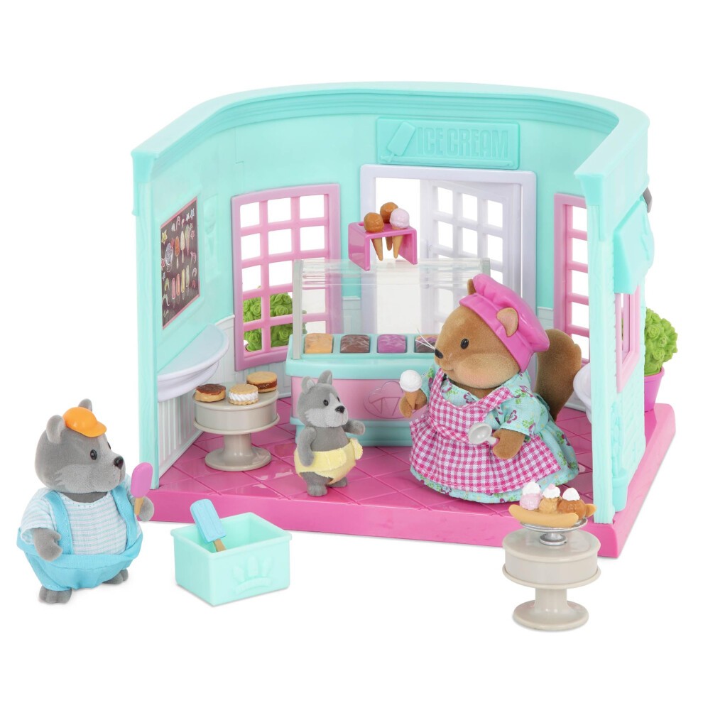 Lil Woodzeez Ice Cream Shop - Dollhouse Playset with Accessories - 20 pc set