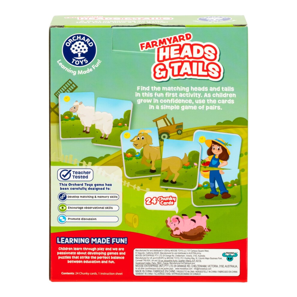 Orchard Toys Farmyard Heads & Tails Game - First Matching Activity