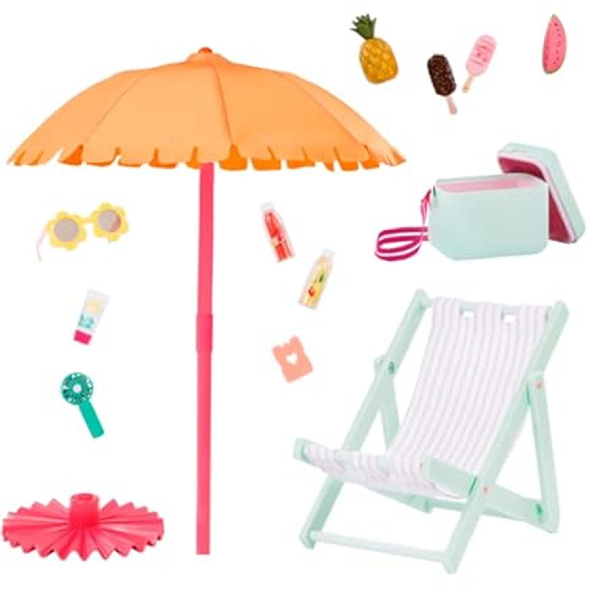 Our Generation Sunny and Cool Patio Set, 17-Piece Beach Theme