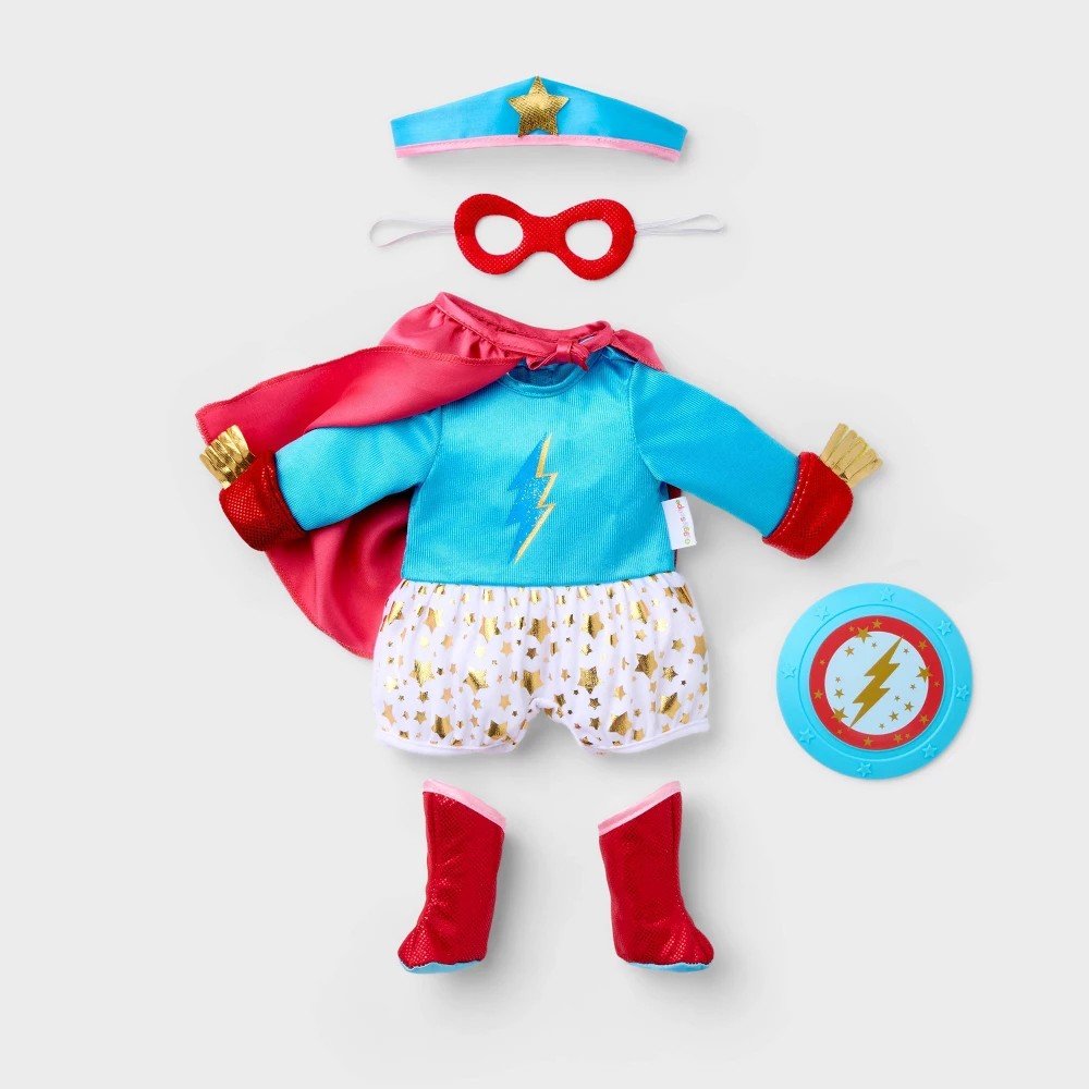 Gigglescape 14" Baby Doll Superhero Outfit - 7-Piece Set