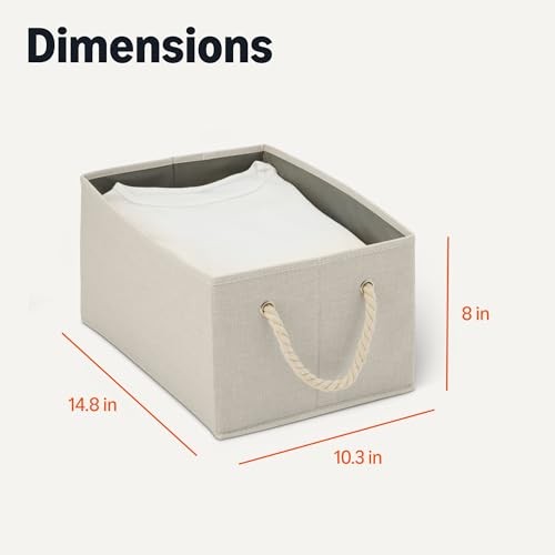 Amazon Basics Large Linen Storage Bins, Pack of 3