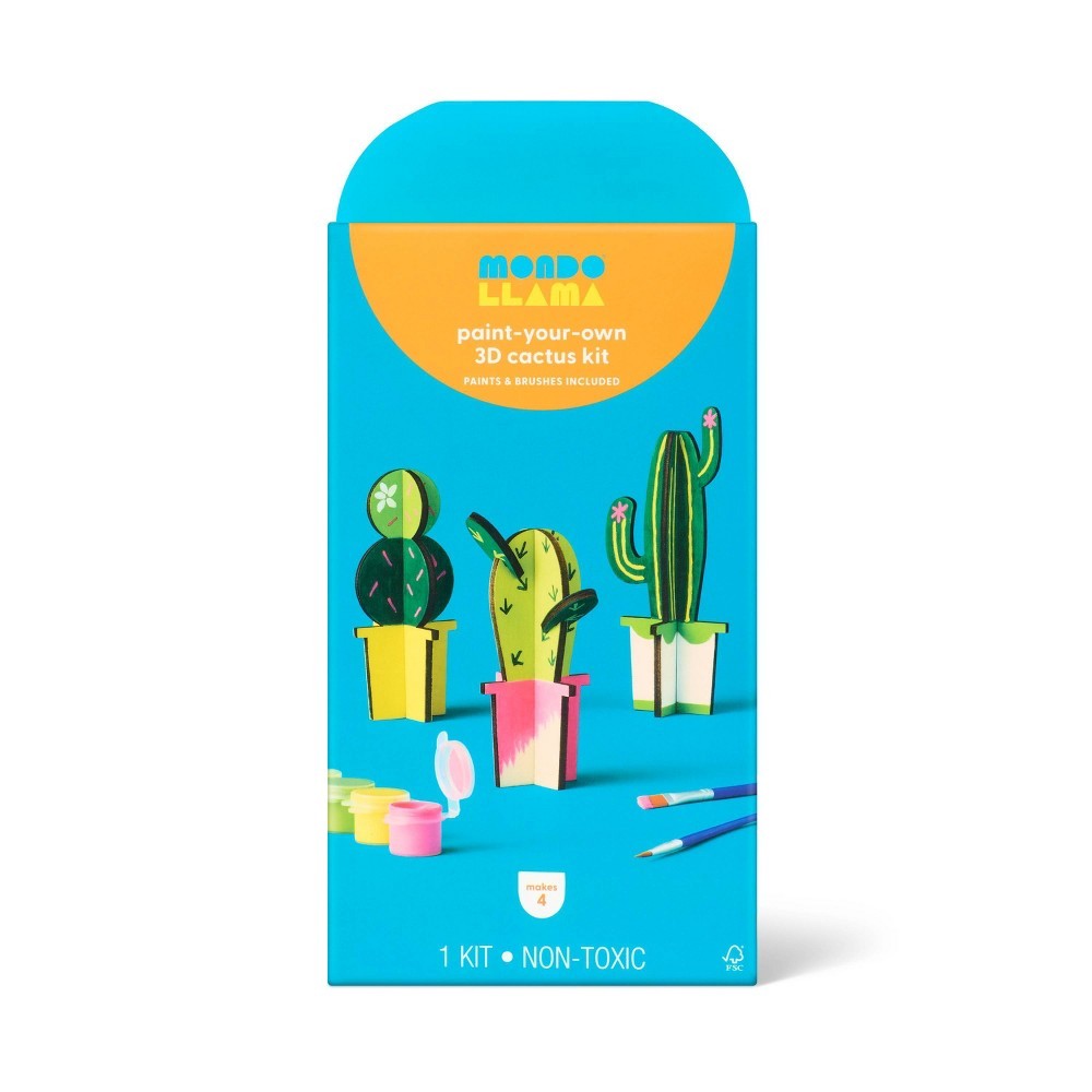 Mondo Llama 3-Count Summer Craft 3D Cactus Painting Activity Kit