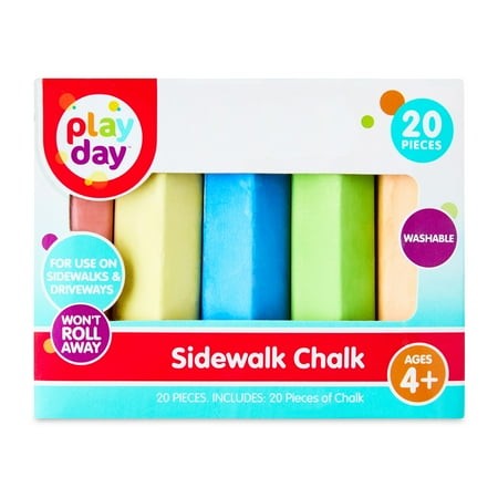 Play Day 20-Count Multicolor Anti-Roll Sidewalk Chalk