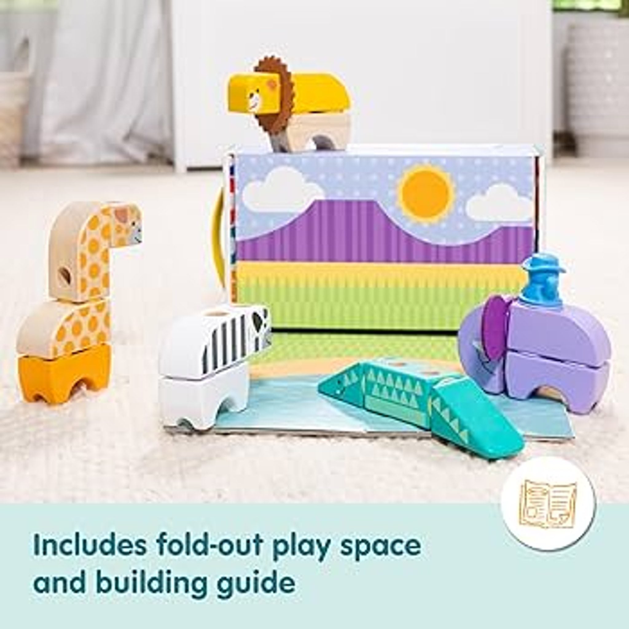 Melissa And Doug Safari Snap and Play Building Blocks Set (34 Pcs)