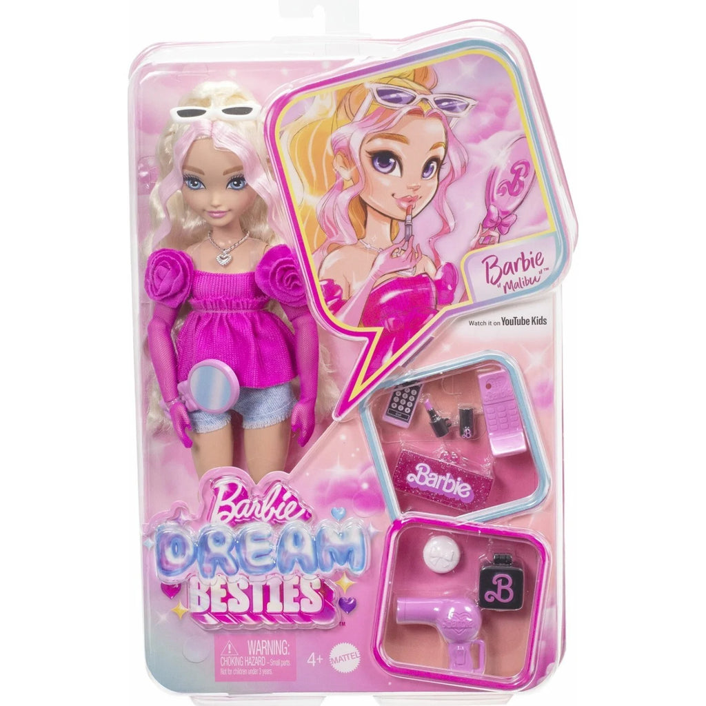 Barbie Dolls & Toys Malibu Fashion Doll with 8 Accessories