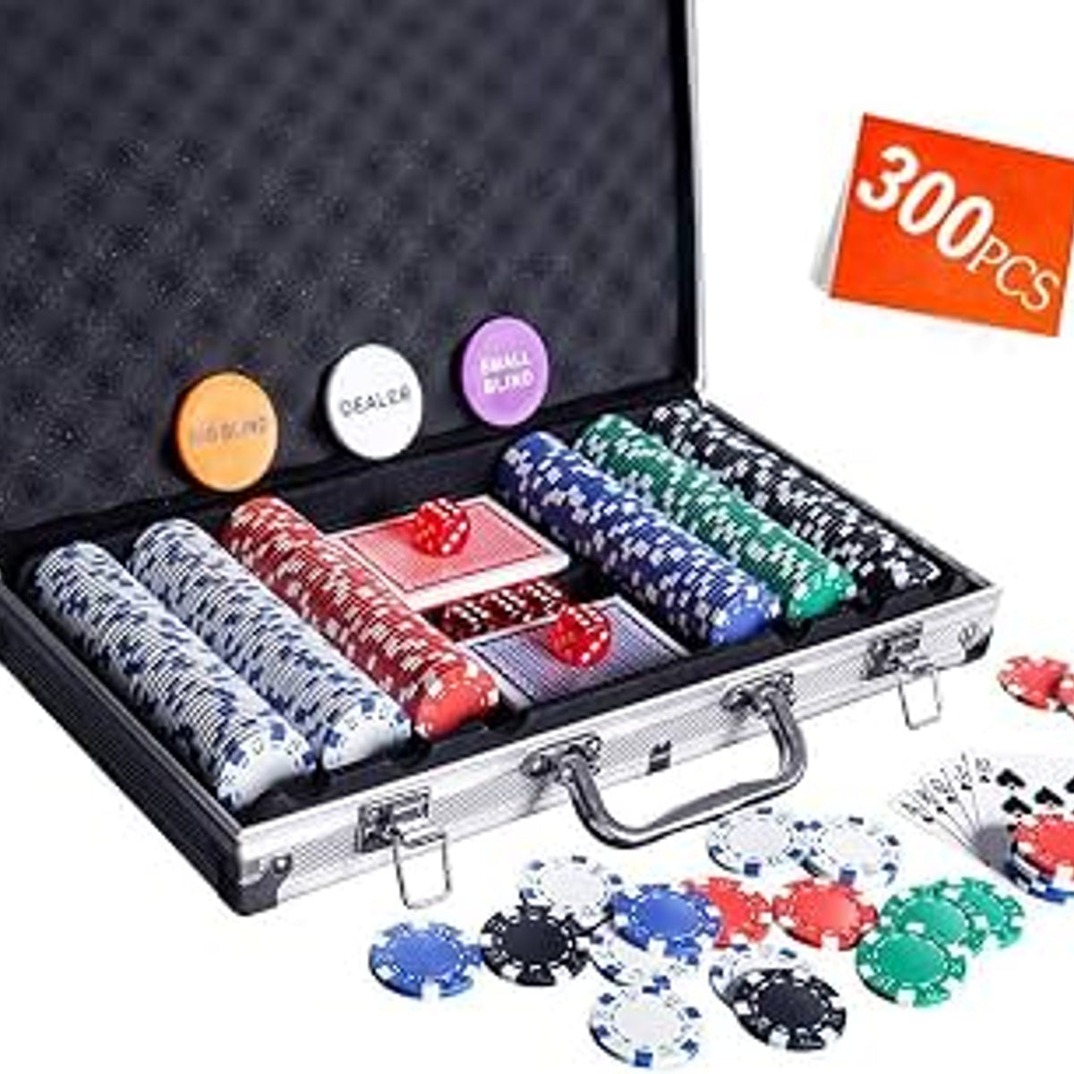 Bo Toys 300-Chip Poker Set in Aluminum Case 300 Count