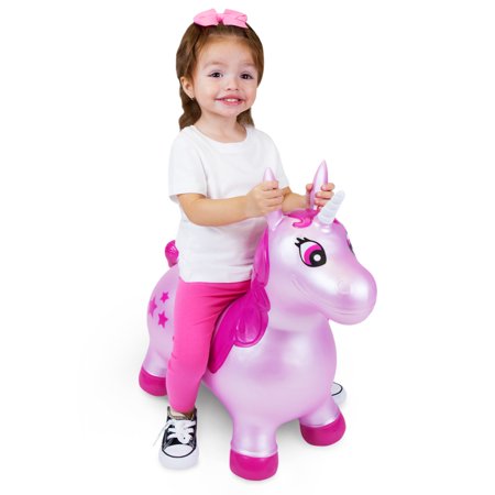 Waddle Pink Unicorn Inflatable Bouncer Ride-On, Small