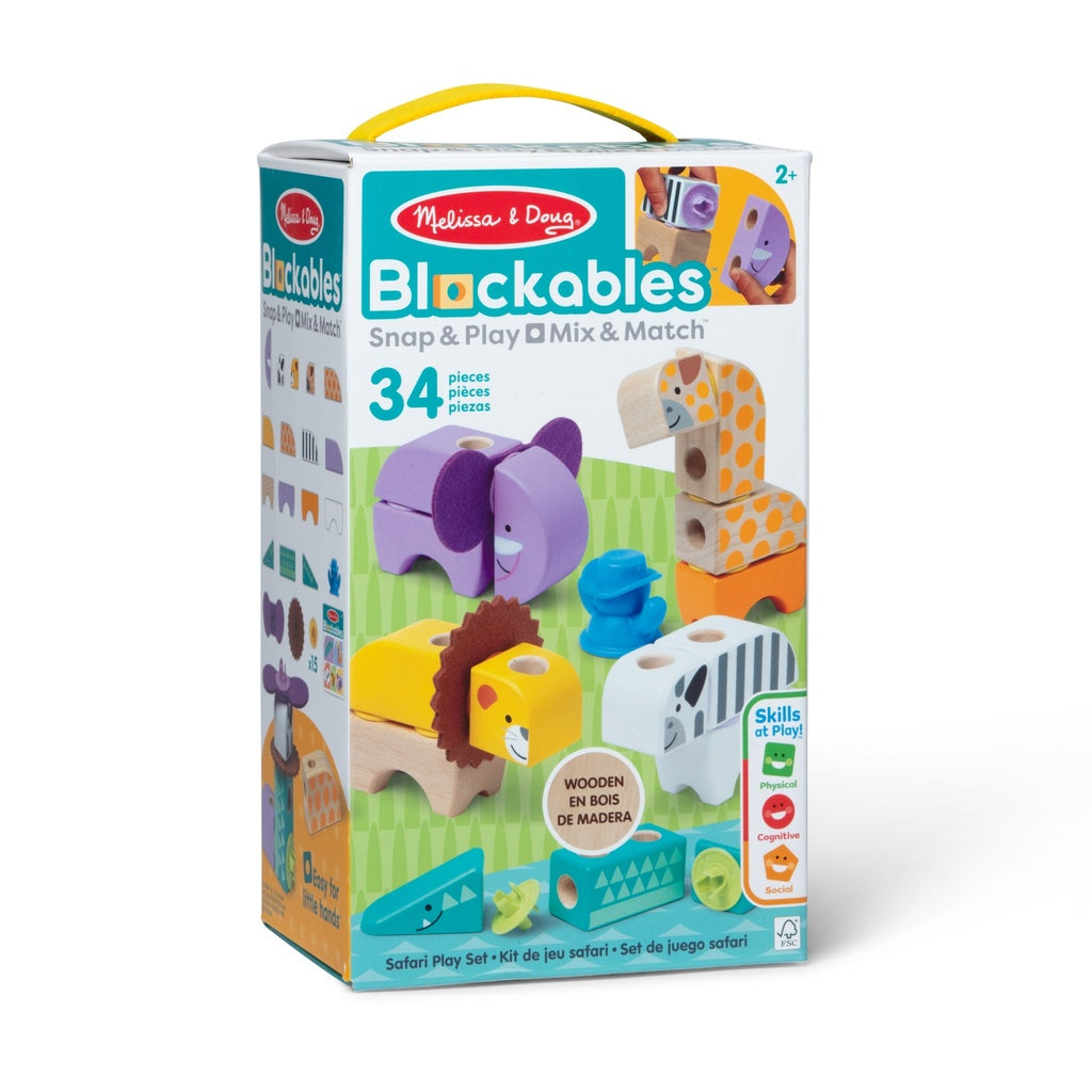Melissa And Doug Safari Snap and Play Building Blocks Set (34 Pcs)