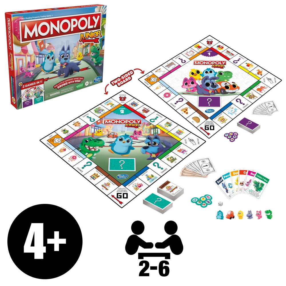 HASBRO Monopoly Junior Board Game, 2-Sided, Ages 4+