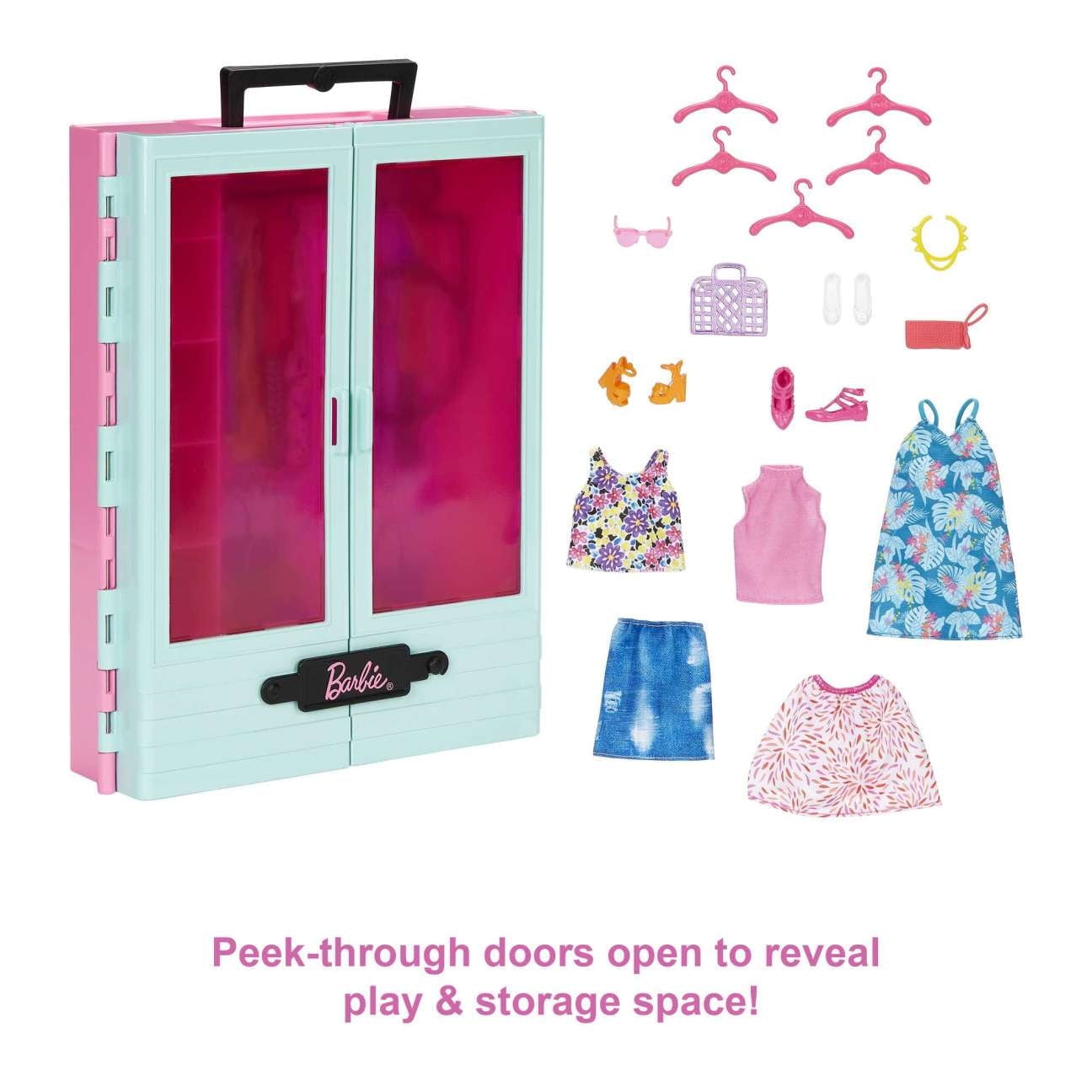 Barbie Closet Playset with 3 Outfits & Styling Accessories