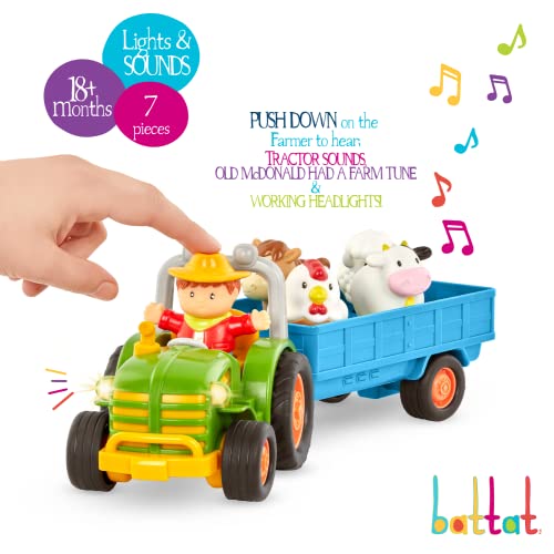 Battat Farming Fun Tractor, Lights and Sounds - includes farmer and animals!