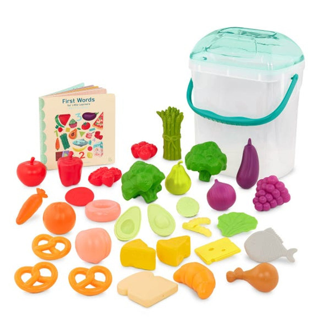 B. Toys Medium Food Bucket with Book includes 32 play pieces