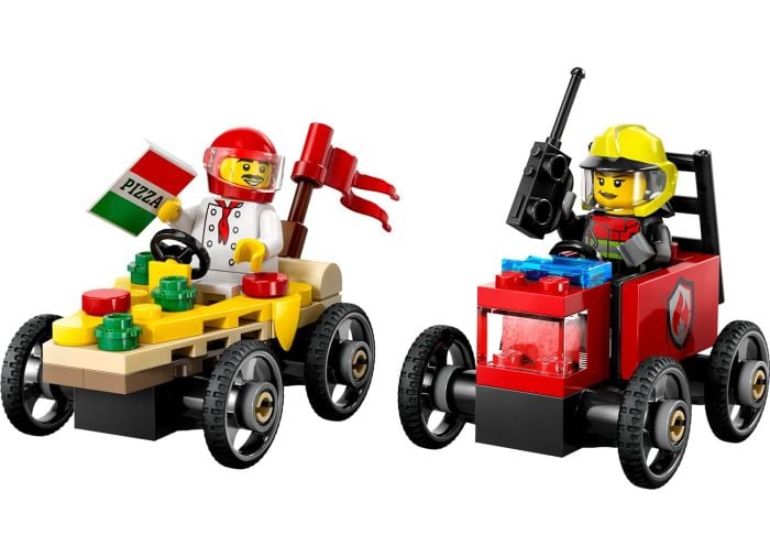 LEGO City Pizza Vs. Fire Truck Race Car Building Toy