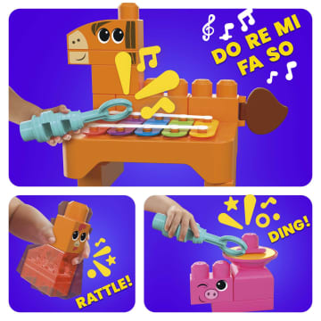 MEGA blocks Musical Farm Band Sensory Toy for Toddler, 45 Pieces