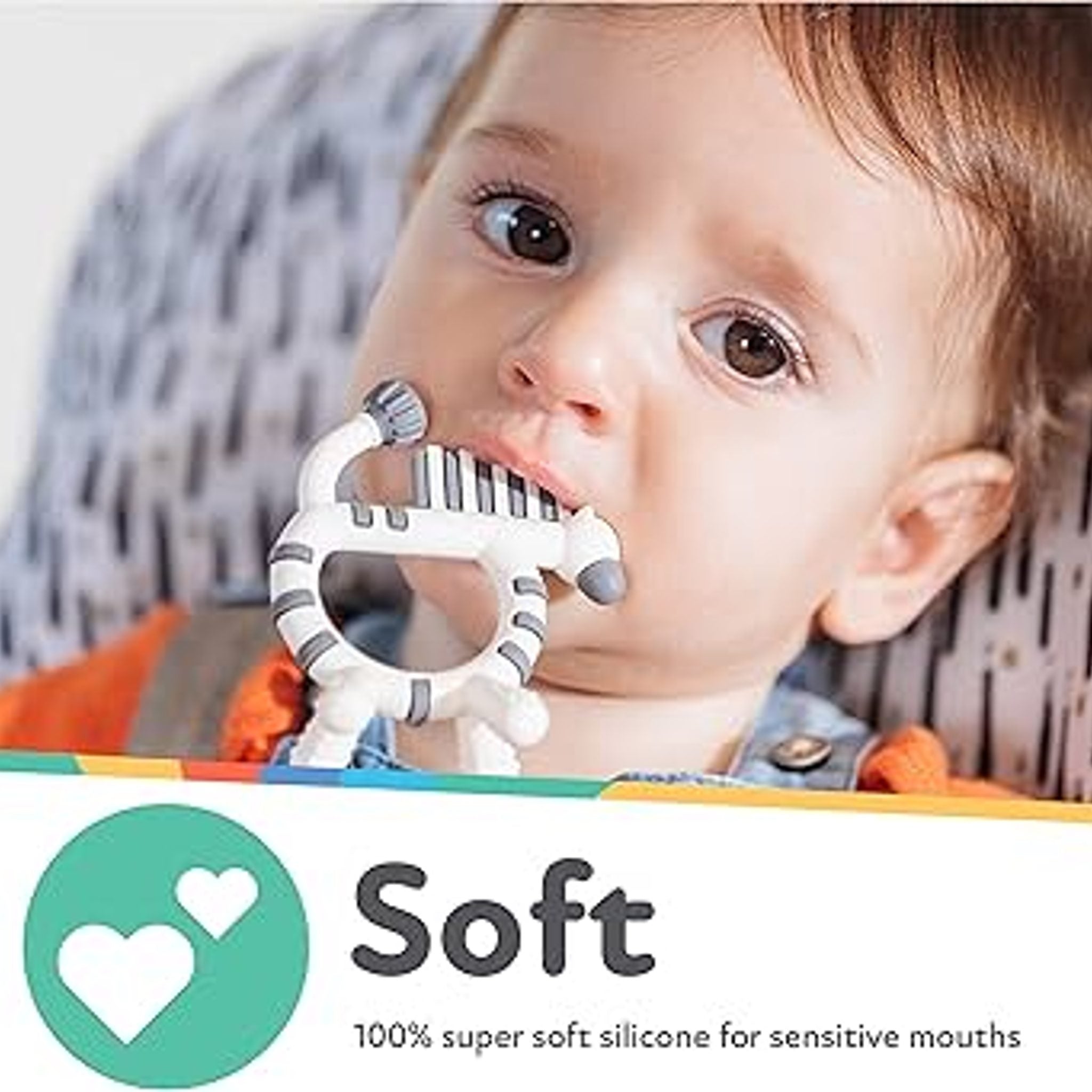 Nuby Zebra Geo Zoo Silicone Teethers