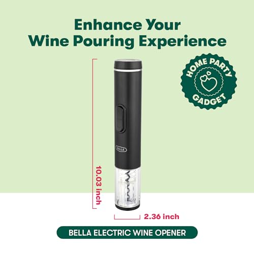 BELLA Electric Wine Opener, Automatic Corkscrew with Foil Cutter