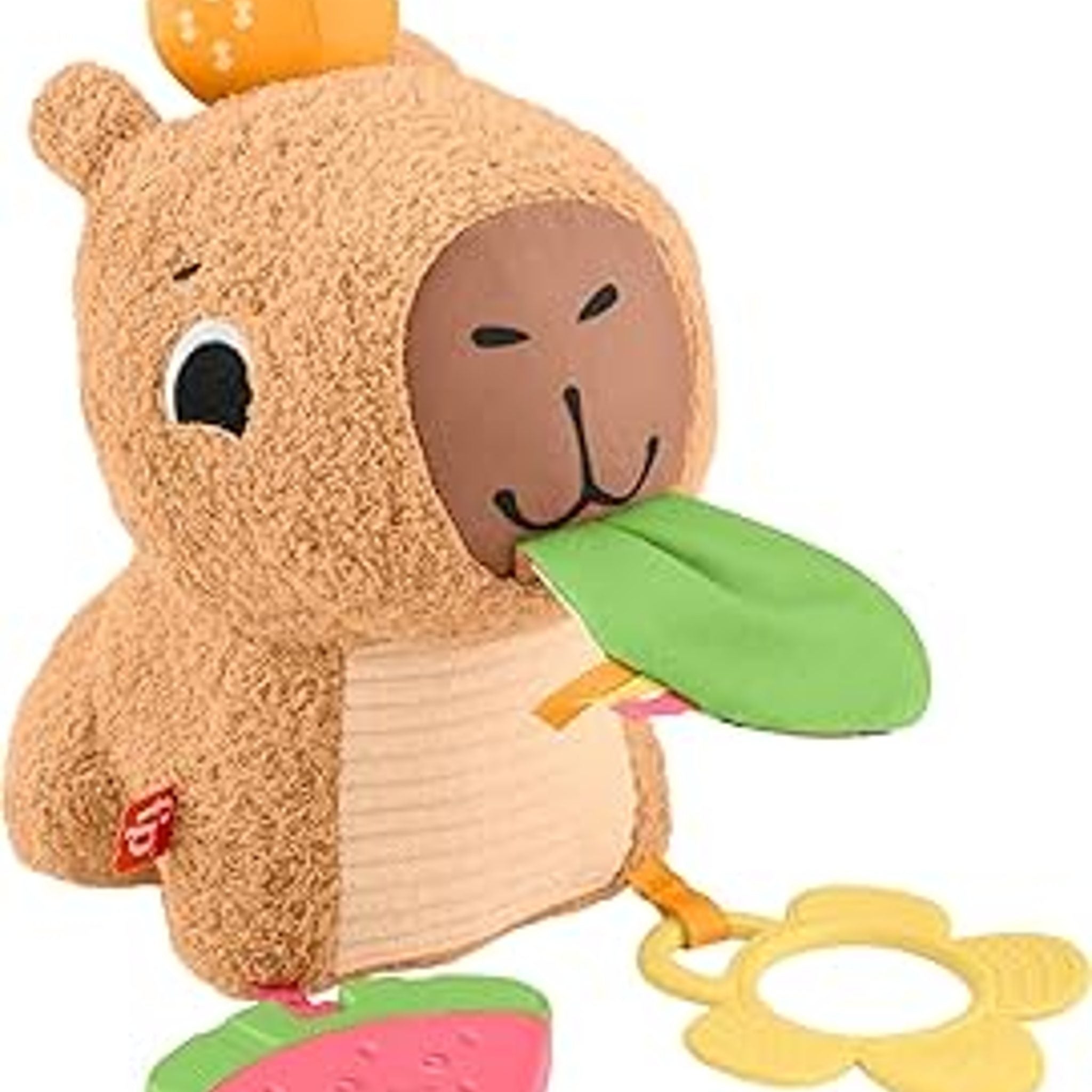 Fisher-Price Snuggly Snacky Capybara Plush, Big, Baby Sensory Toy