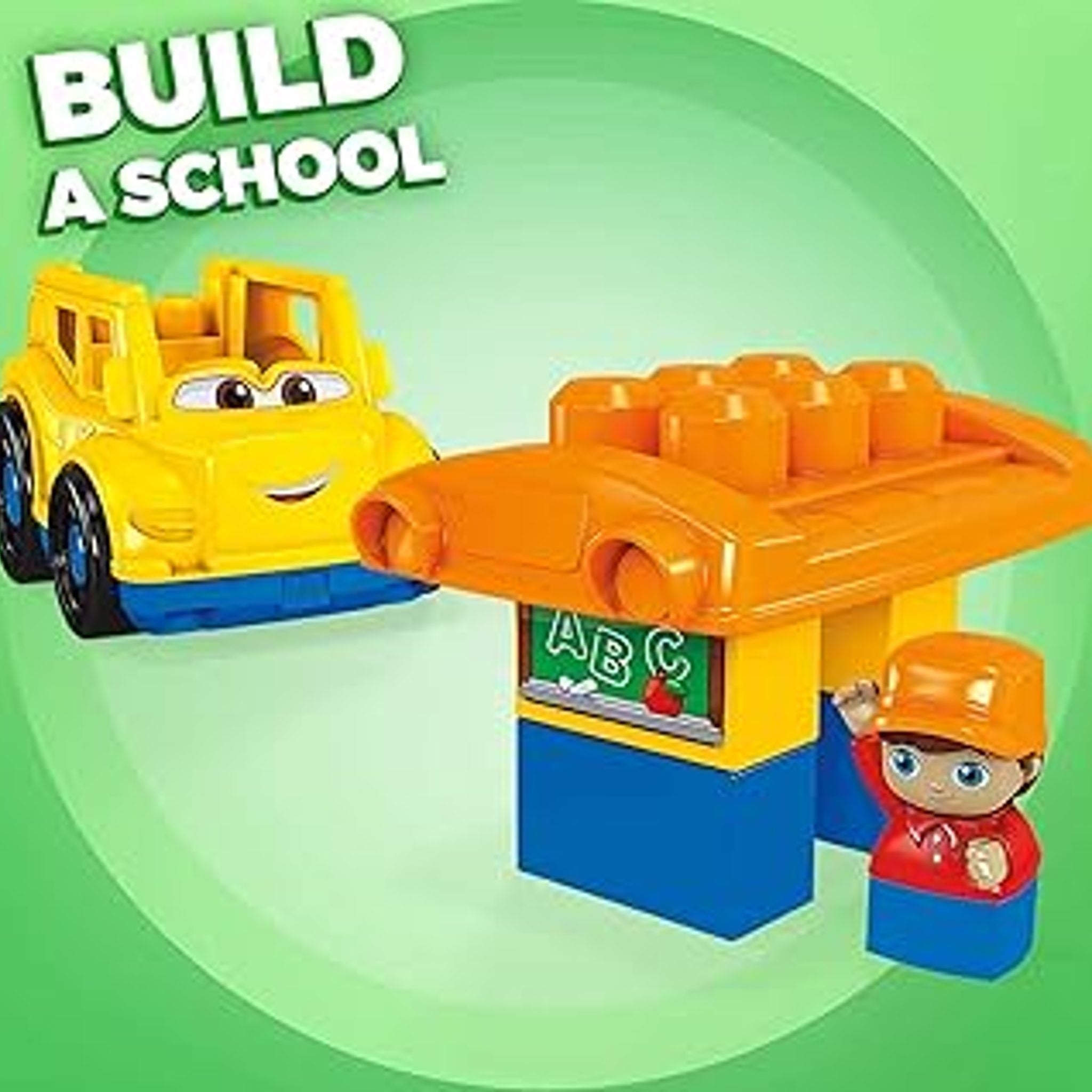 Mega Bloks Sonny School Bus Building Blocks for Toddlers