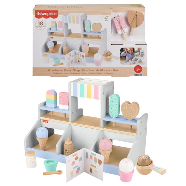Fisher-Price Ice Cream Shop Playset, 18-Piece Wooden Toy