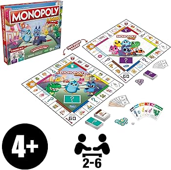 HASBRO Monopoly Junior Board Game, 2-Sided, Ages 4+