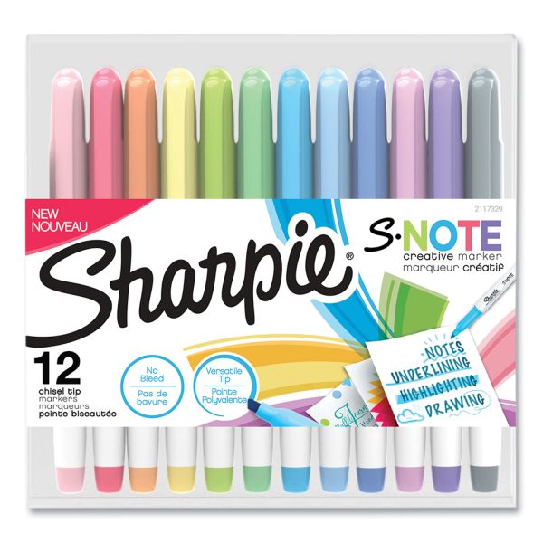 Sharpie S-Note Creative Markers, 24-Count, Assorted Colors, Chisel Tip
