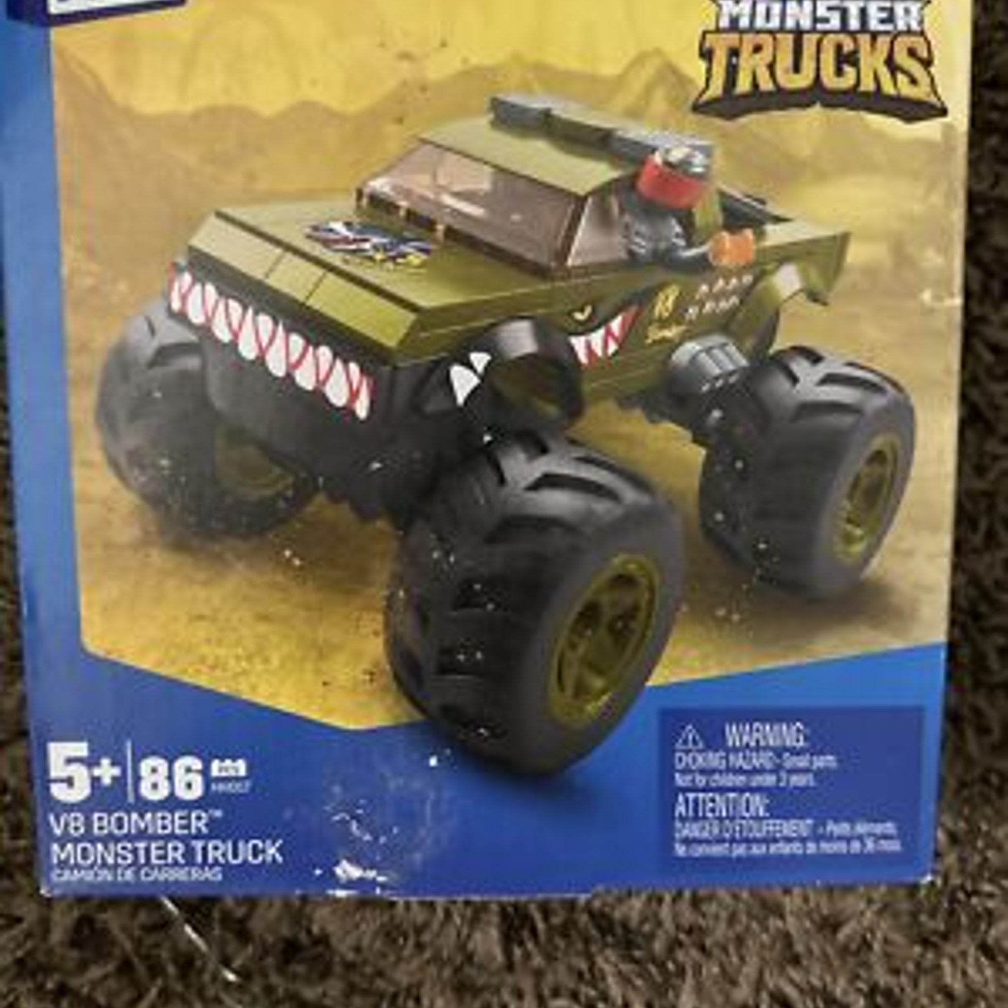 MEGA Monster Truck V8 Bomber Building Toy, 87 Pieces