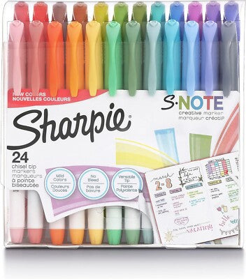 Sharpie S-Note Creative Markers, 24-Count, Assorted Colors, Chisel Tip