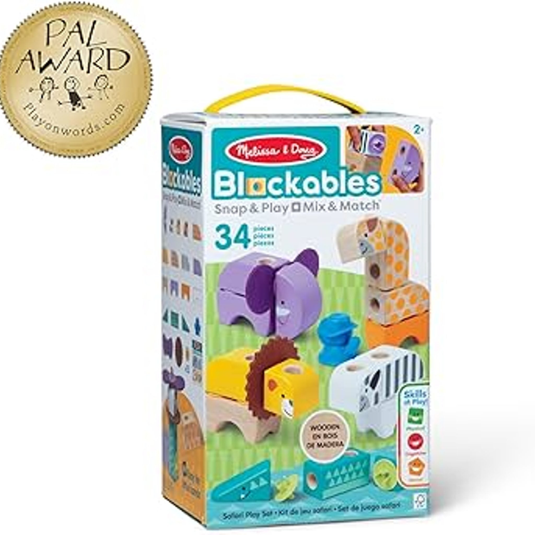 Melissa And Doug Safari Snap and Play Building Blocks Set (34 Pcs)