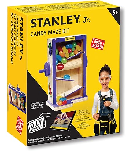 Stanley Jr DIY Candy Maze Kit, Wood Gumball Box, Ages 5-12 - packaging may vary