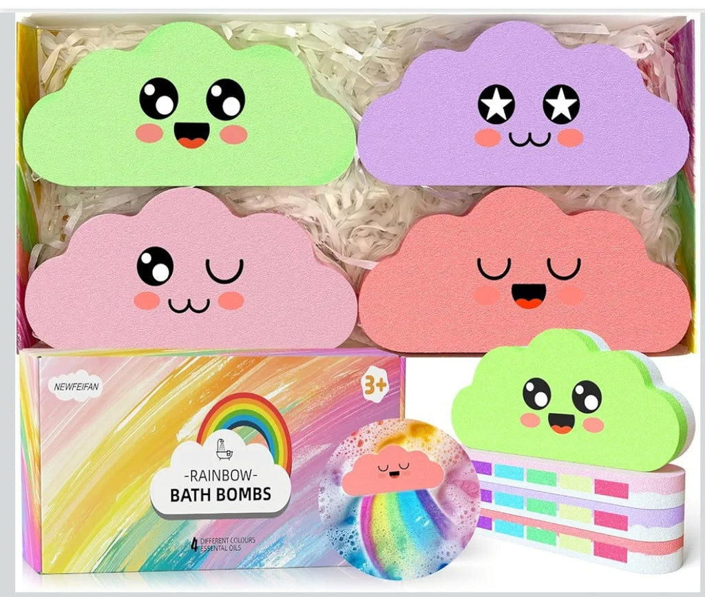 Rainbow Bath Bombs for Kids, Boys & Girls Gifts, Colorful Dissolving Toys with Surprise Colors, Safe & Non-Toxic DIY Bath Time STEM Learning Activity, Bath Toys Ages 3-12