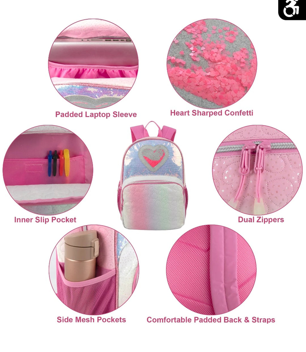Pastel Sequin Heart Backpack Madison and Dakota