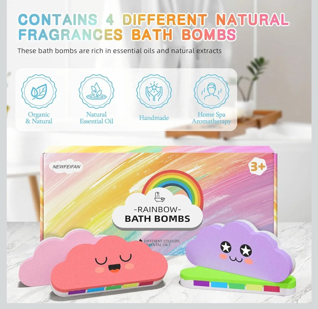 Rainbow Bath Bombs for Kids, Boys & Girls Gifts, Colorful Dissolving Toys with Surprise Colors, Safe & Non-Toxic DIY Bath Time STEM Learning Activity, Bath Toys Ages 3-12