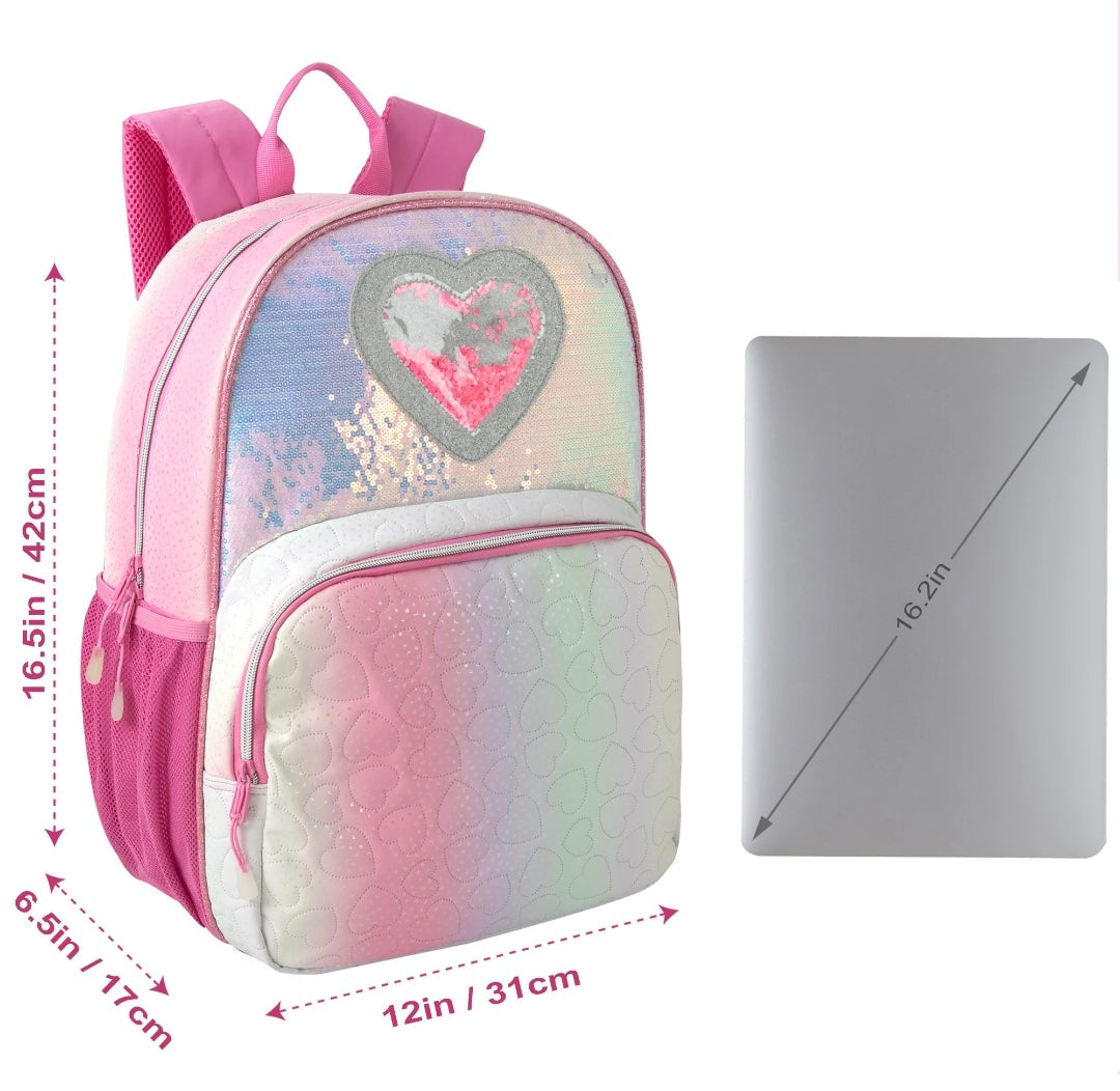 Pastel Sequin Heart Backpack Madison and Dakota