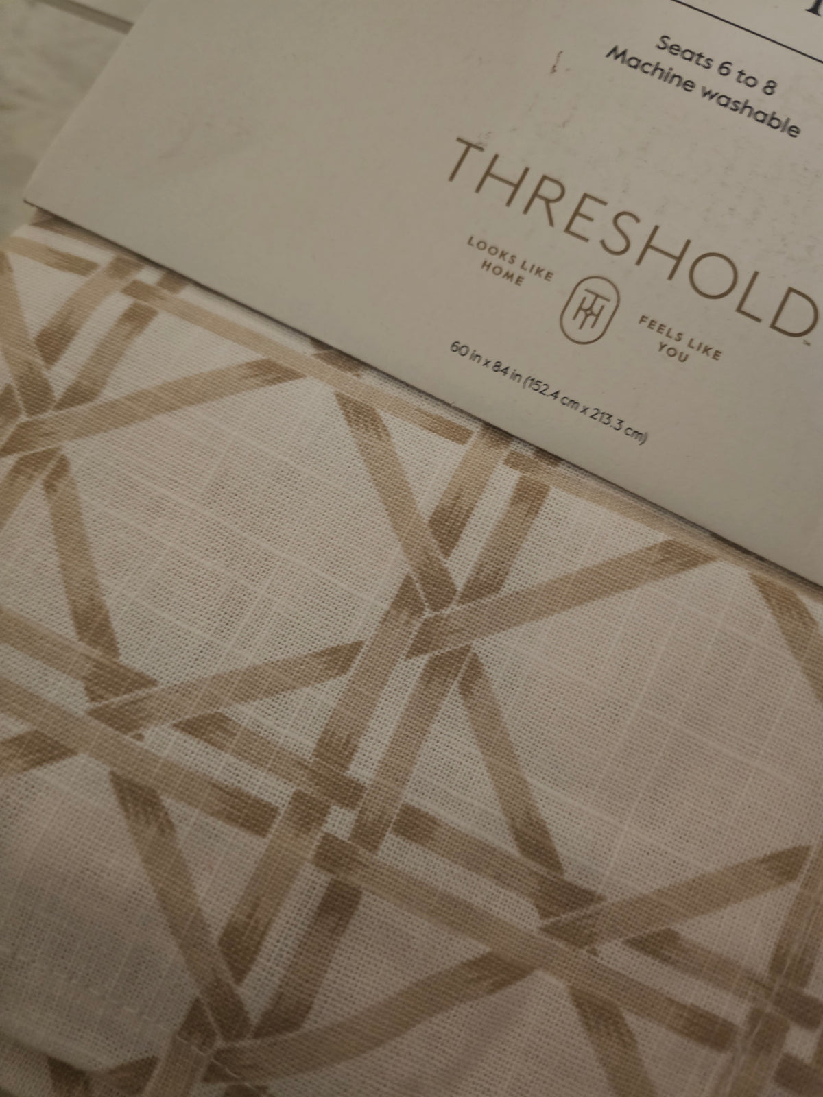 Threshold Khaki Lattice Tablecloth 84"x60" - for more accurate color, see second image